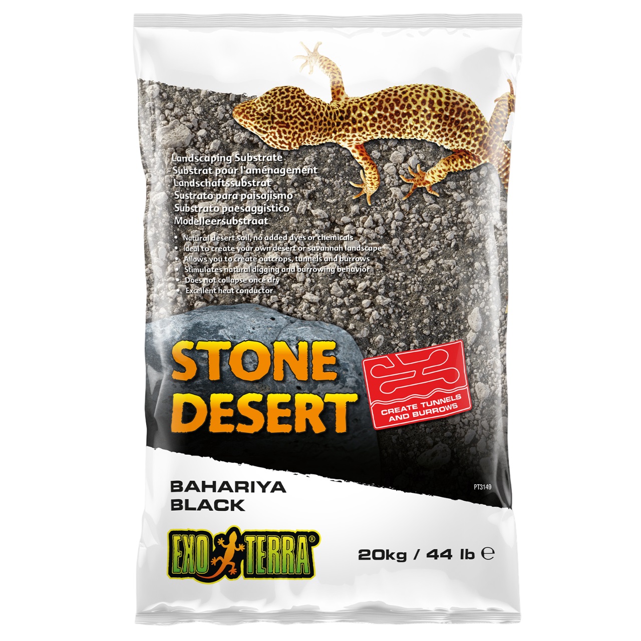 Грунт для террариума Exo Terra Bahariya Black Stone Desert черный, 20 кг