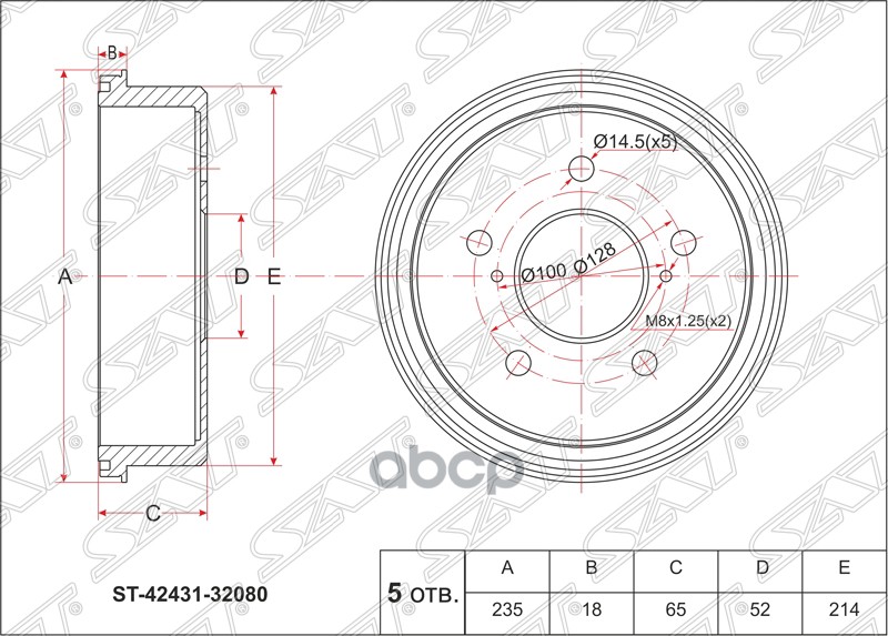 

Барабан Тормозной Зад Toyota Camry/Vista #V40 4s Sat арт. ST-42431-32080