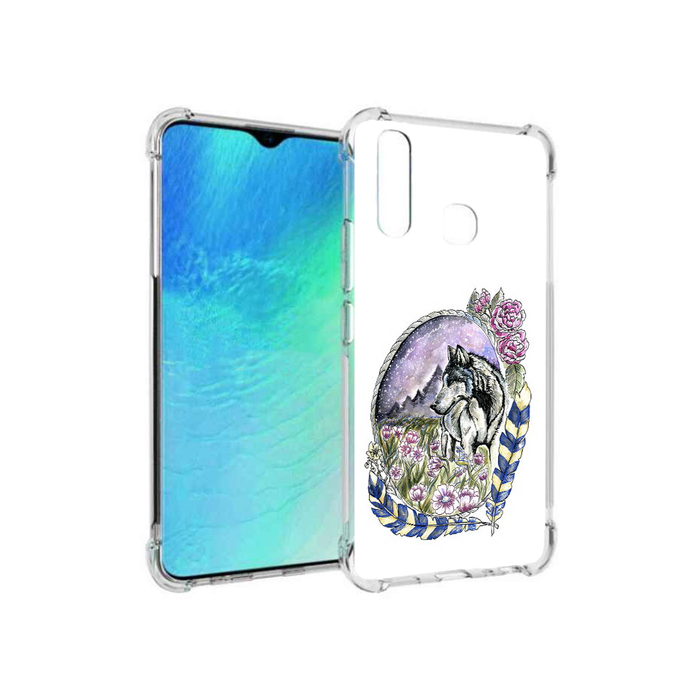 

Чехол MyPads Tocco для Vivo Y19 нарисованный волк в цветах с перьями (PT140444.419.509), Прозрачный, Tocco