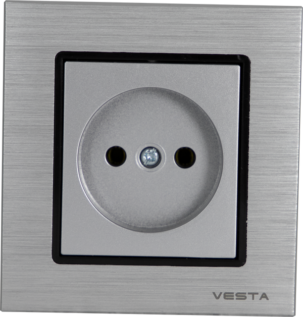 Розетка Vesta-Electric Exclusive Silver Metallic одинарная без заземления
