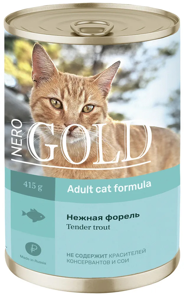 фото Консервы для кошек nero gold adult cat tender trout нежная форель, 415г