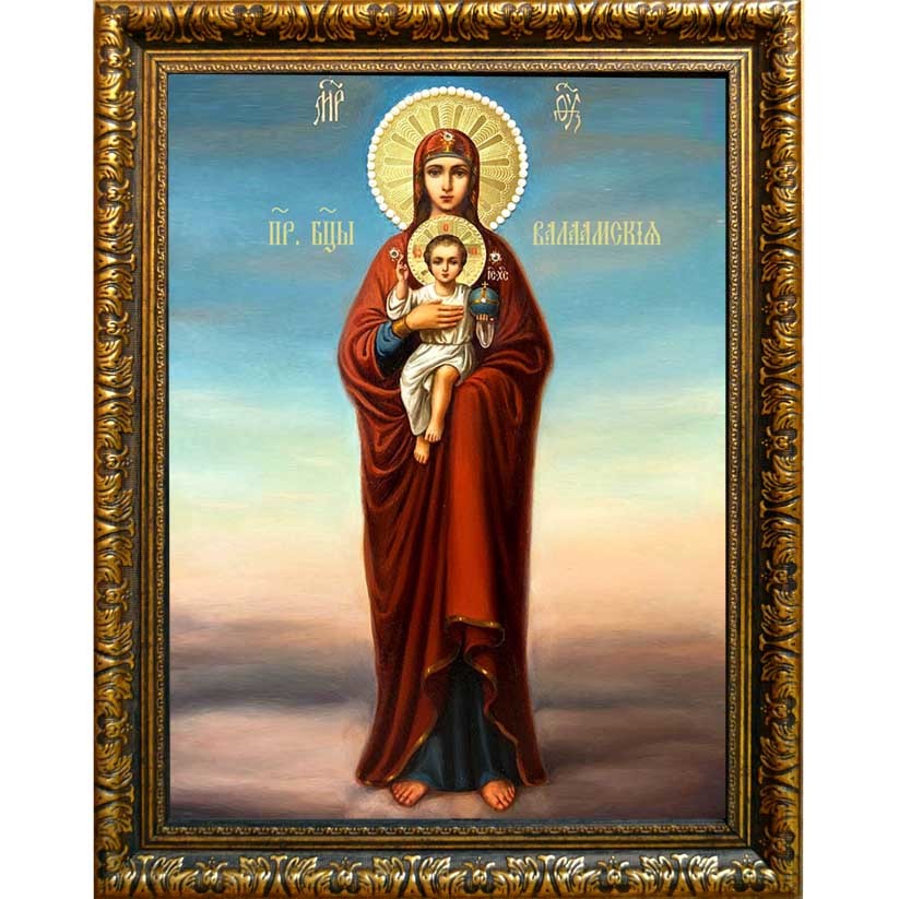 

Валаамская икона Божьей Матери на холсте.