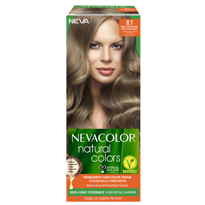 Крем-краска для волос Neva Natural Colors Стойкая 8.1 Пепельный светлый блондин