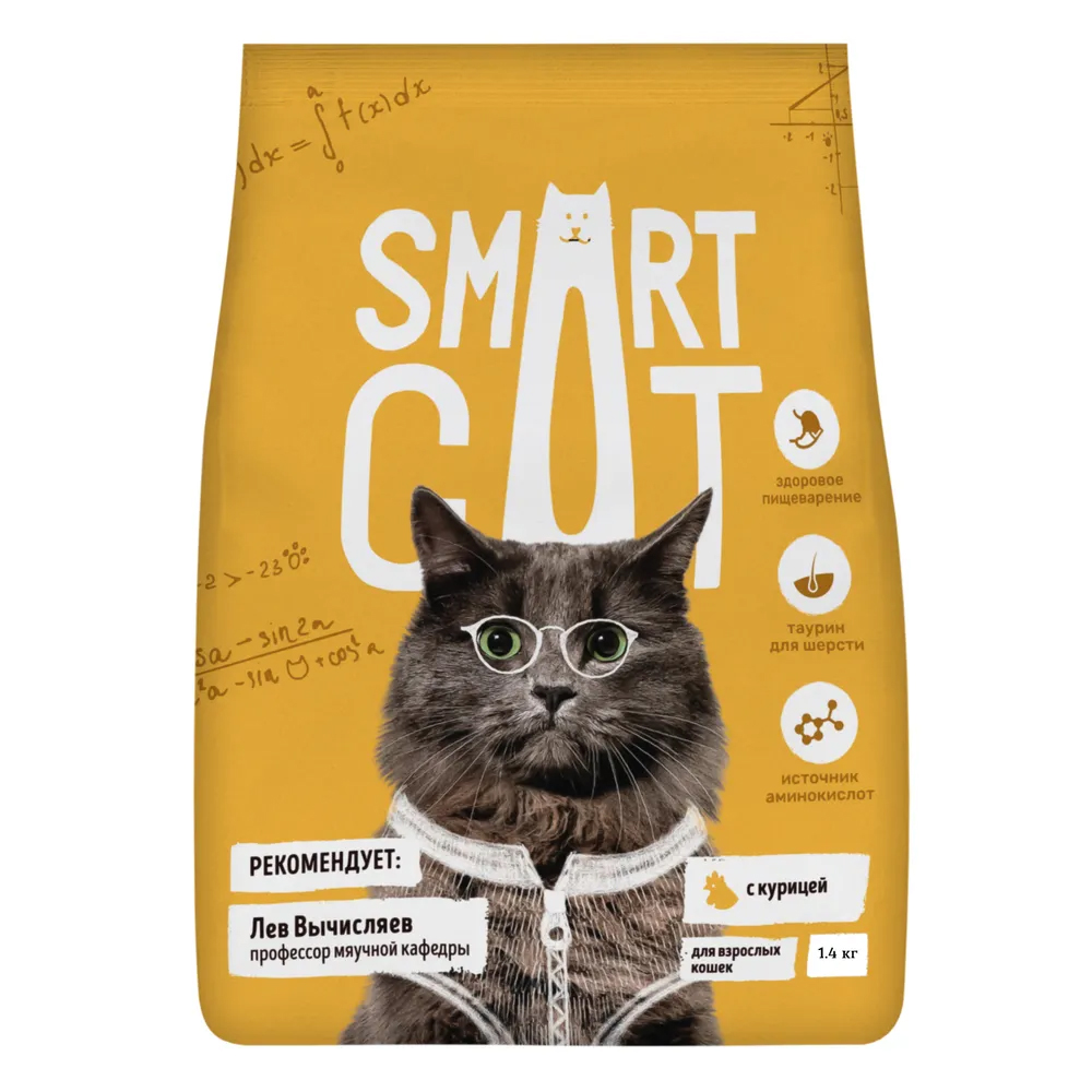 фото Сухой корм для кошек smart cat курица, 1,4кг