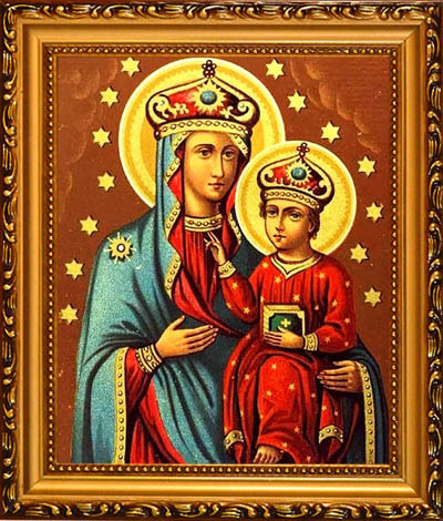 

Озерянская икона Божьей Матери на холсте.