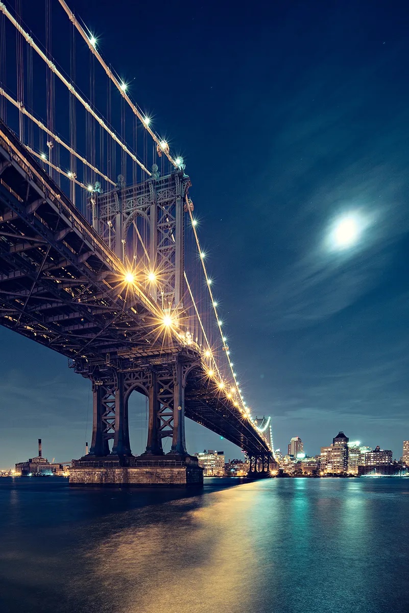 Фотообои Photostena Манхэттенский мост лунной ночью 1,8 x 2,7 м laguna грот мост