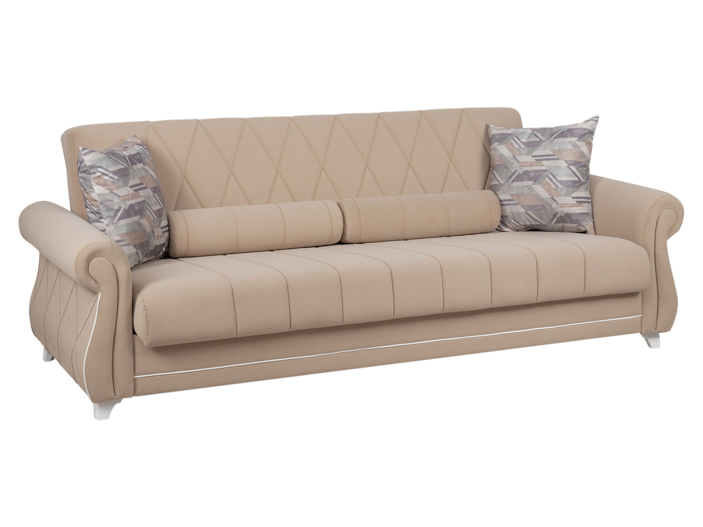 

Прямой диван Первый Мебельный Роуз Бежевый / Оригами, велюр