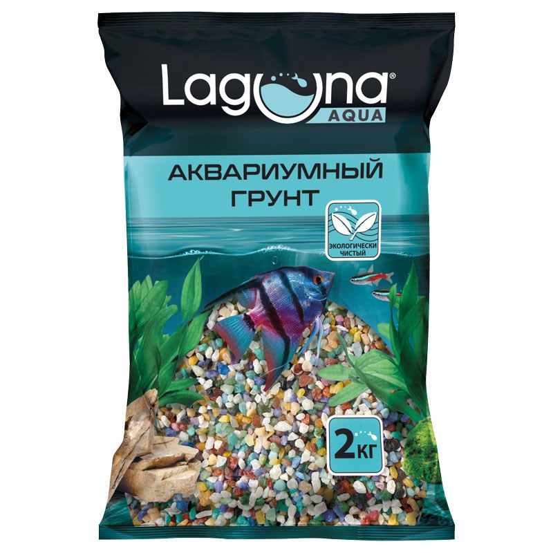 Грунт для аквариума Laguna мраморная крошка, Калейдоскоп, 0,8-2мм, 2кг