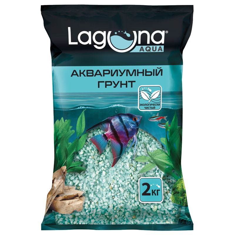 фото Грунт для аквариума laguna мраморная крошка, бирюза, 0,8-2мм, 2кг