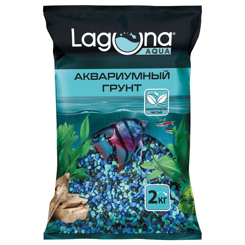 Грунт для аквариума Laguna мраморная крошка, Малахитовая шкатулка, 2-5мм, 2кг