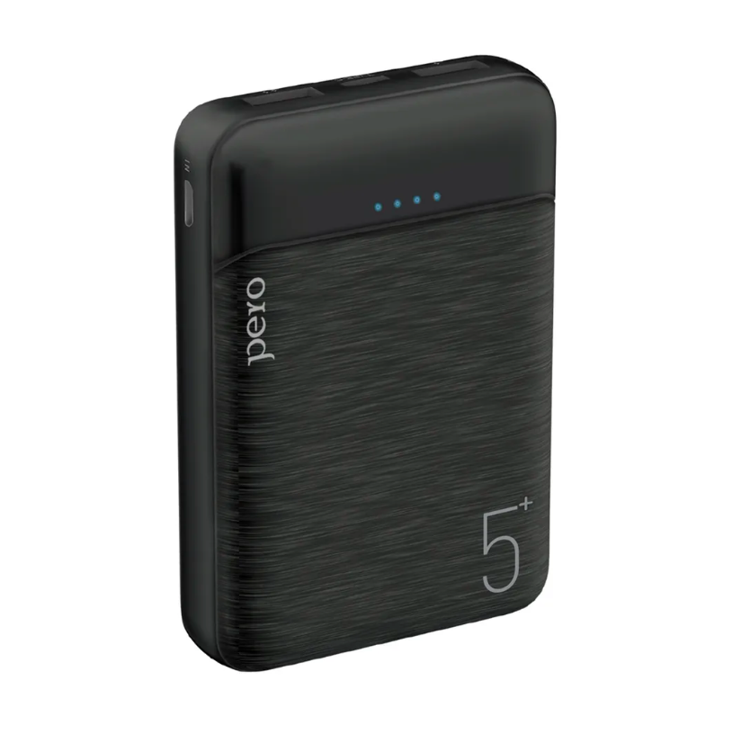 

Внешний аккумулятор PERO PB01 5000 mAh, Li-Pol, output 2xUSB-A 2.1A, черный