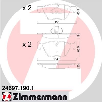 

Тормозные колодки ZIMMERMANN дисковые 24697.190.1