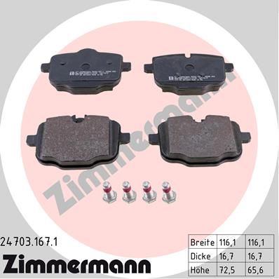 

Тормозные колодки ZIMMERMANN дисковые 24703.167.1