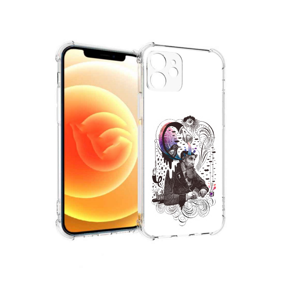 

Чехол MyPads Tocco для Apple iPhone 12 абстракция думающий мужчина (PT157543.607.210), Прозрачный, Tocco