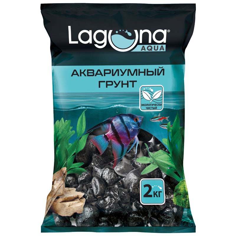 

Грунт для аквариума Laguna галька речная, черный, 20-30мм, 2кг