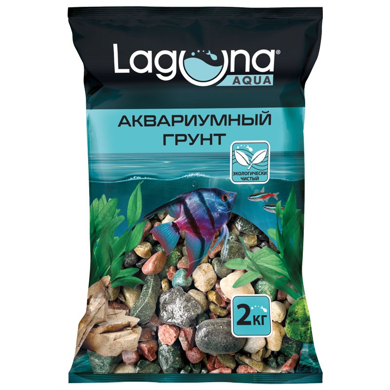 Грунт для аквариума Laguna галька речная, разноцветный, 20-30мм,  2кг