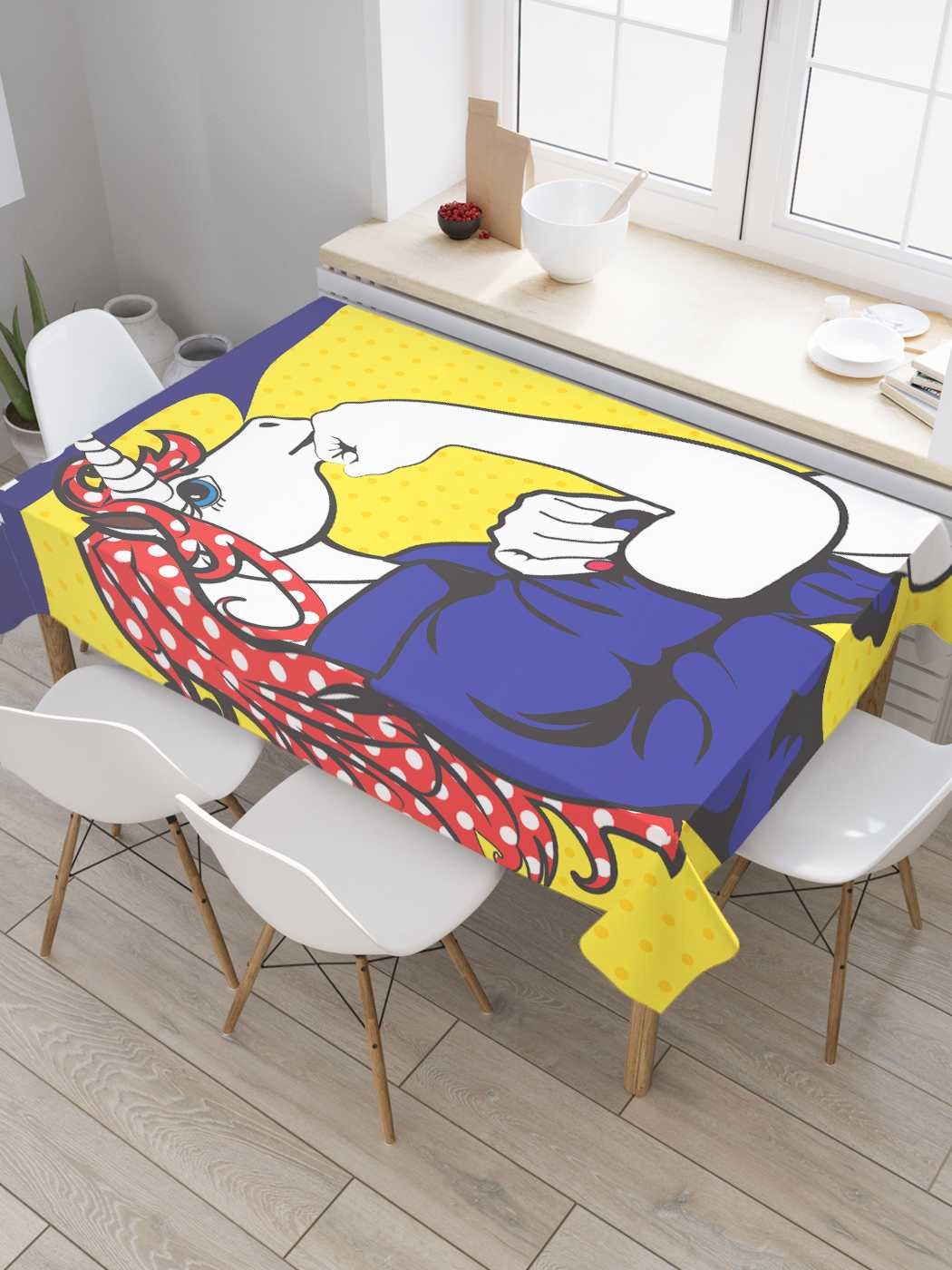 

Скатерть прямоугольная JoyArty "Мы сделаем это" из сатена, 120x145 см, Розовый, Мы сделаем это