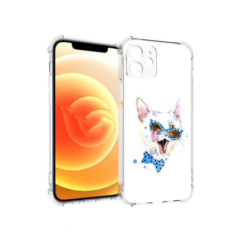 

Чехол MyPads Tocco для Apple iPhone 12 белый кот (PT157543.607.229), Прозрачный, Tocco