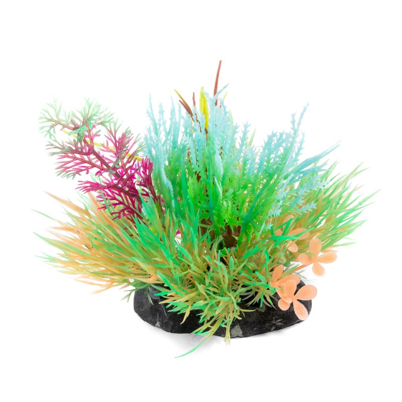 фото Искусственное растение для аквариума laguna композиция бордово-бирюзовая, 12 см