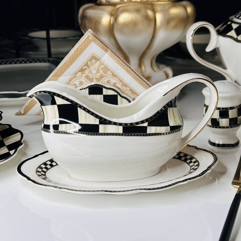 

Соусник с блюдом ТРИСТАН Фарфор Lenardi (178417), Белый;черный, 205-489