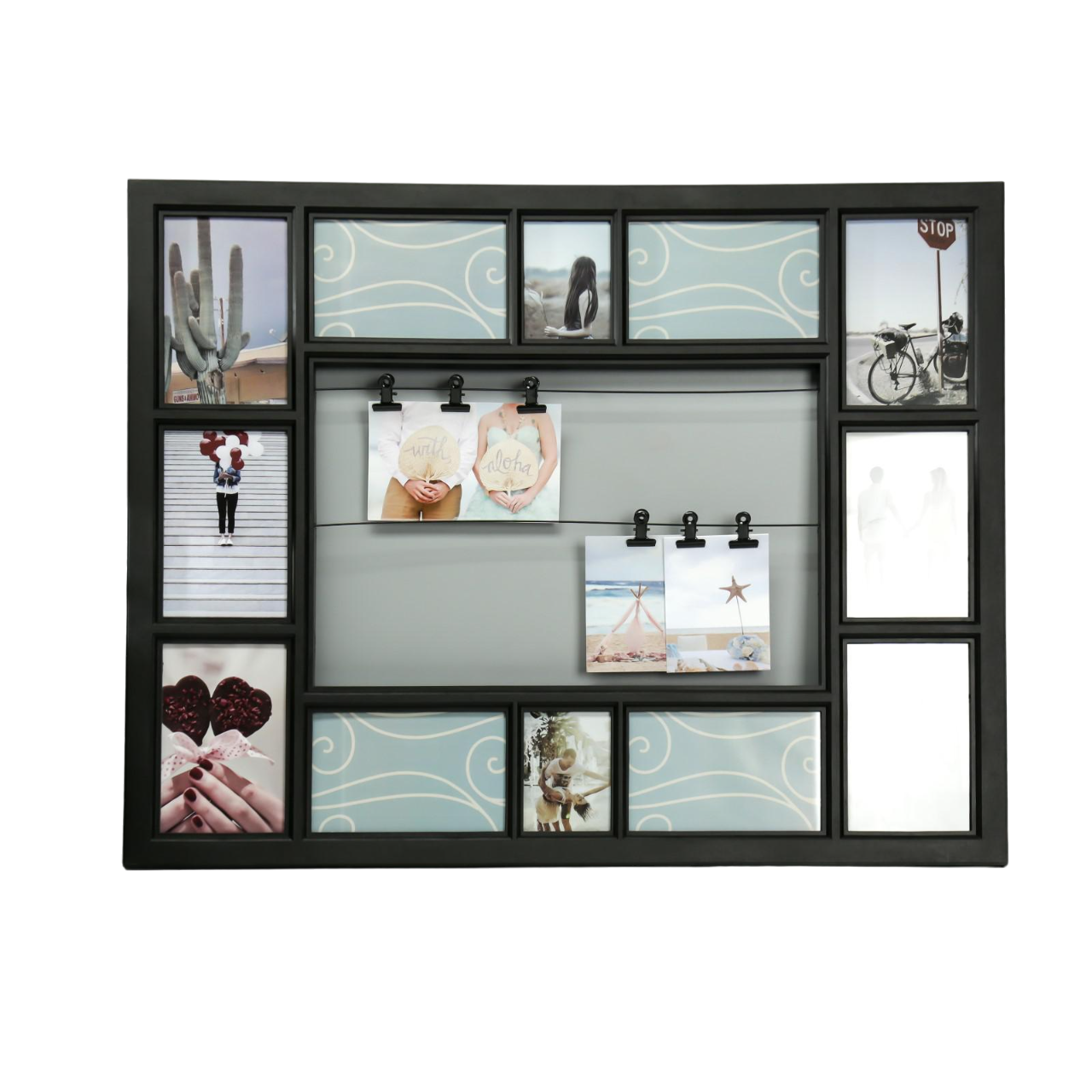 

Фоторамка пластик на 15 фото 7х10, 10х15 см Семейная история черная 63х50,5х2,5 см, Черный