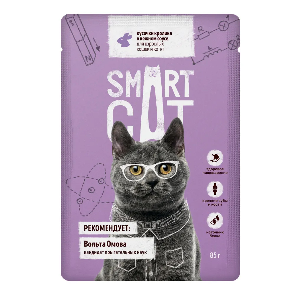 фото Влажный корм для кошек и котят smart cat кролик, 25шт по 85 г