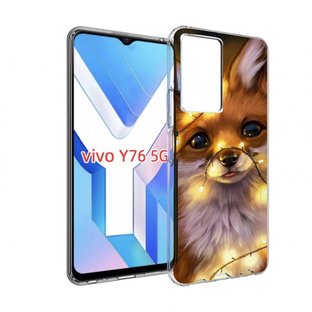 Чехол MyPads Лисенок-в-гирлянде для Vivo Y76 5G