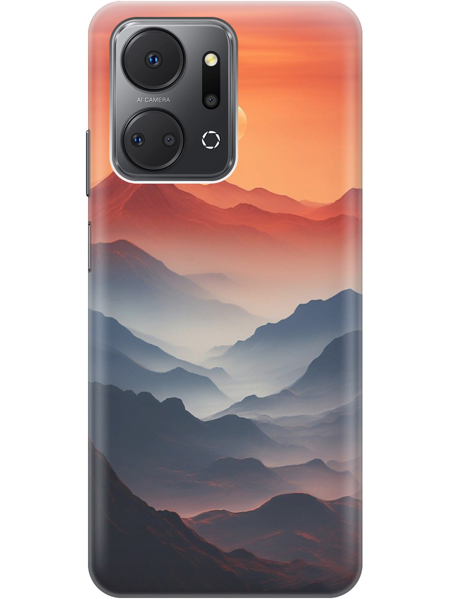 

Силиконовый чехол на Honor X7a с принтом "Луна над горами", 769393810