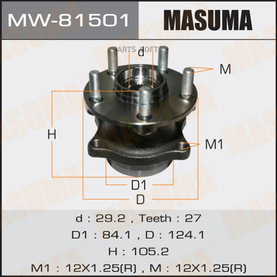 

MASUMA 'MW81501 Подшипник-ступица зад.SUBARU FORESTER SH 08-> 1шт