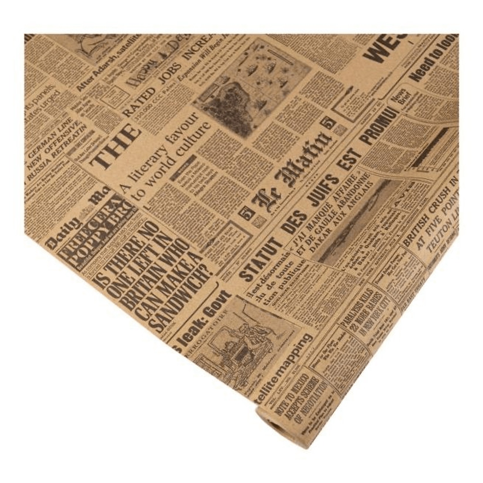 Бумага упаковочная 72 см х 10 м Азалия Декор крафт Иностранная газета натуральная