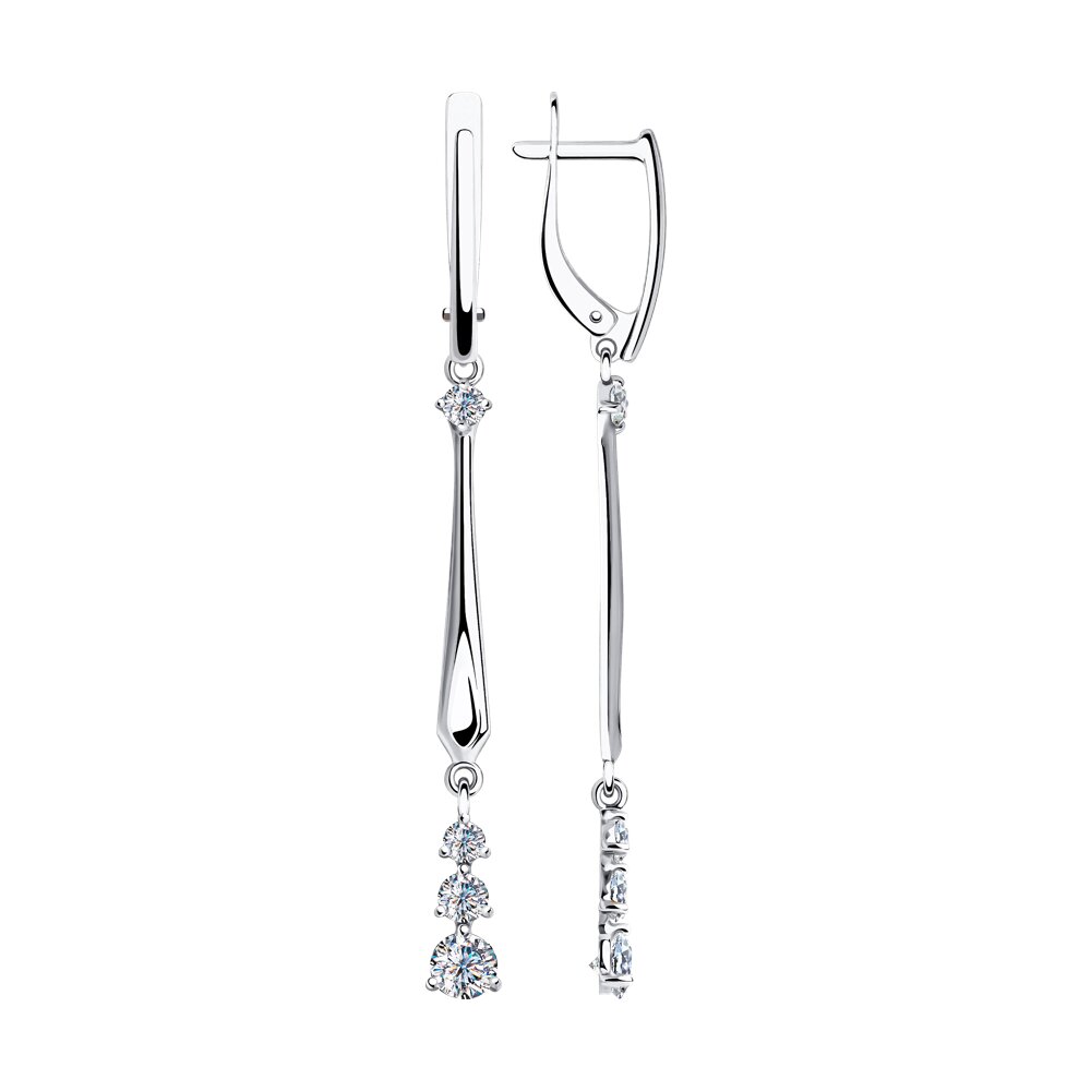 

Серьги подвески из золота SOKOLOV 028609-3, фианит, 028609-3