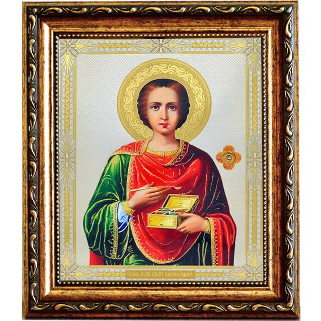 

Пантелеймон Целитель. Икона с мощевиком.