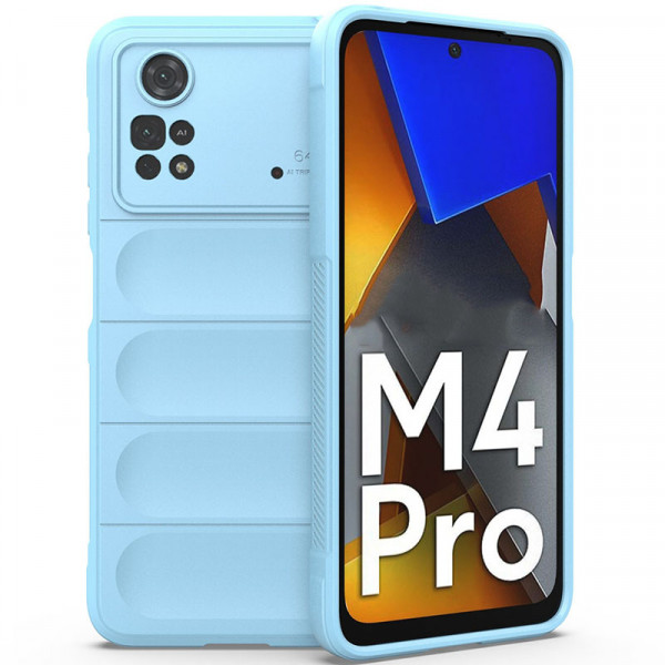 

Чехол Epik Flex Silicone для Poco M4 Pro 4G с защитой камеры и микрофиброй, Голубой