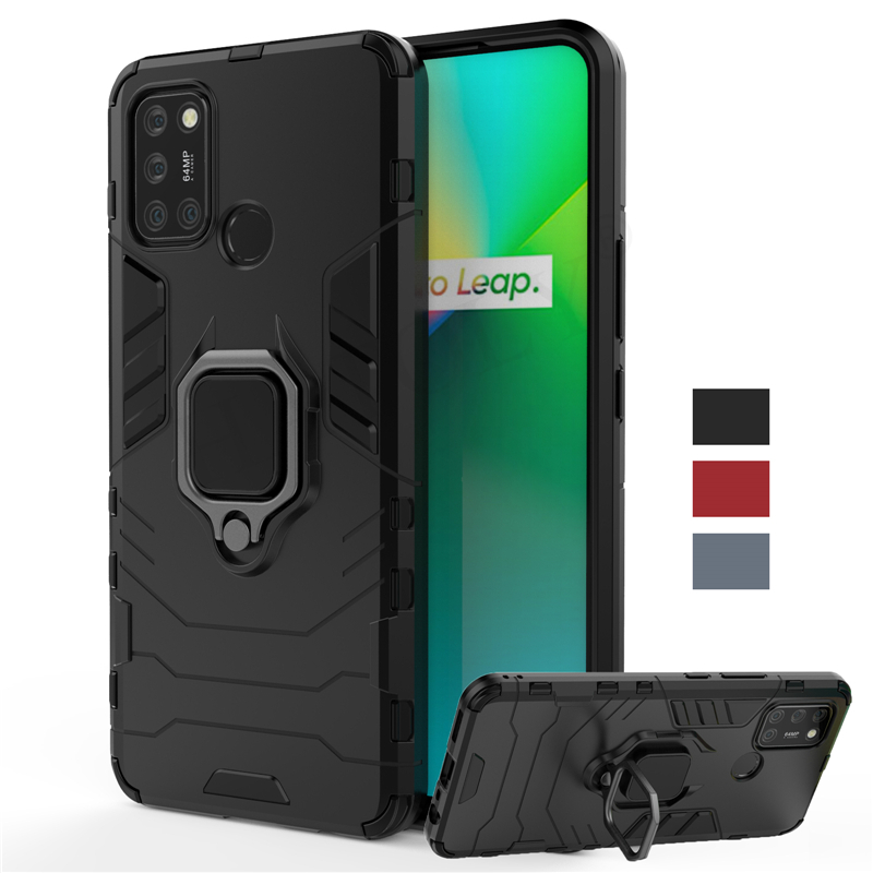 фото Чехол противоударный для realme 7i, armor ring holder, черный grand price