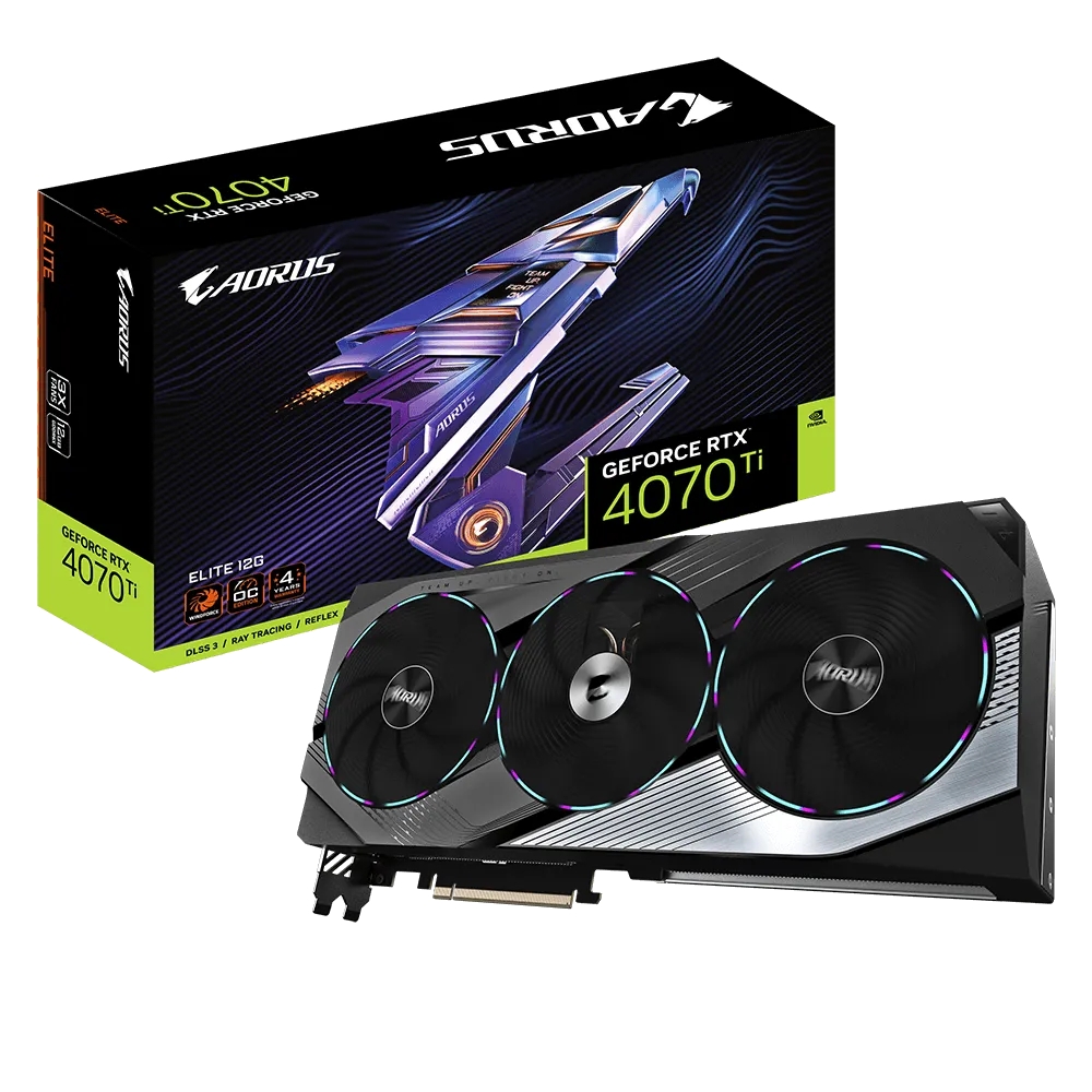 фото Видеокарта gigabyte nvidia geforce rtx 4070 ti aorus elite (gv-n407taorus e-12gd)