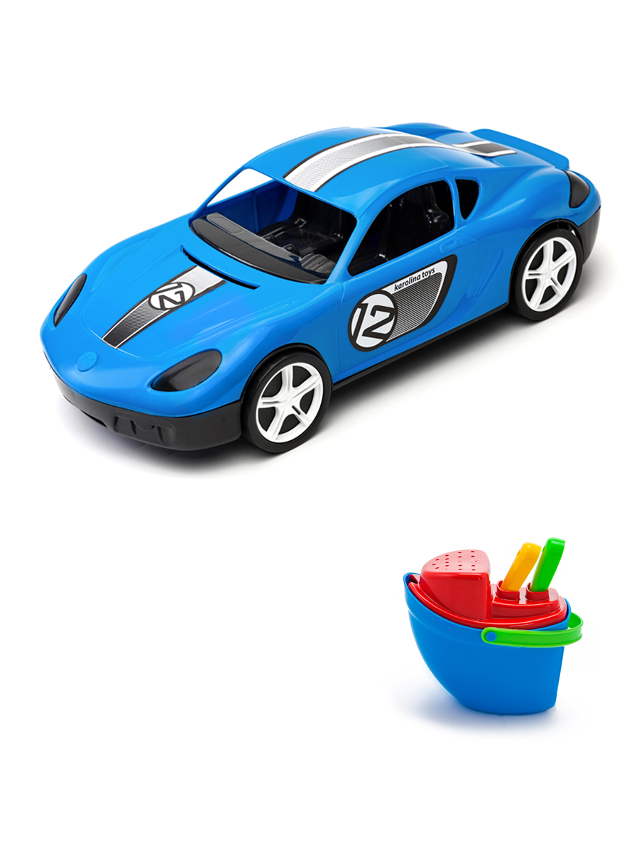 Песочный набор Karolina Toys Детский автомобиль Молния синийПесочный набор Пароходик конструктор polym детский автомобиль и существа 6 элементов