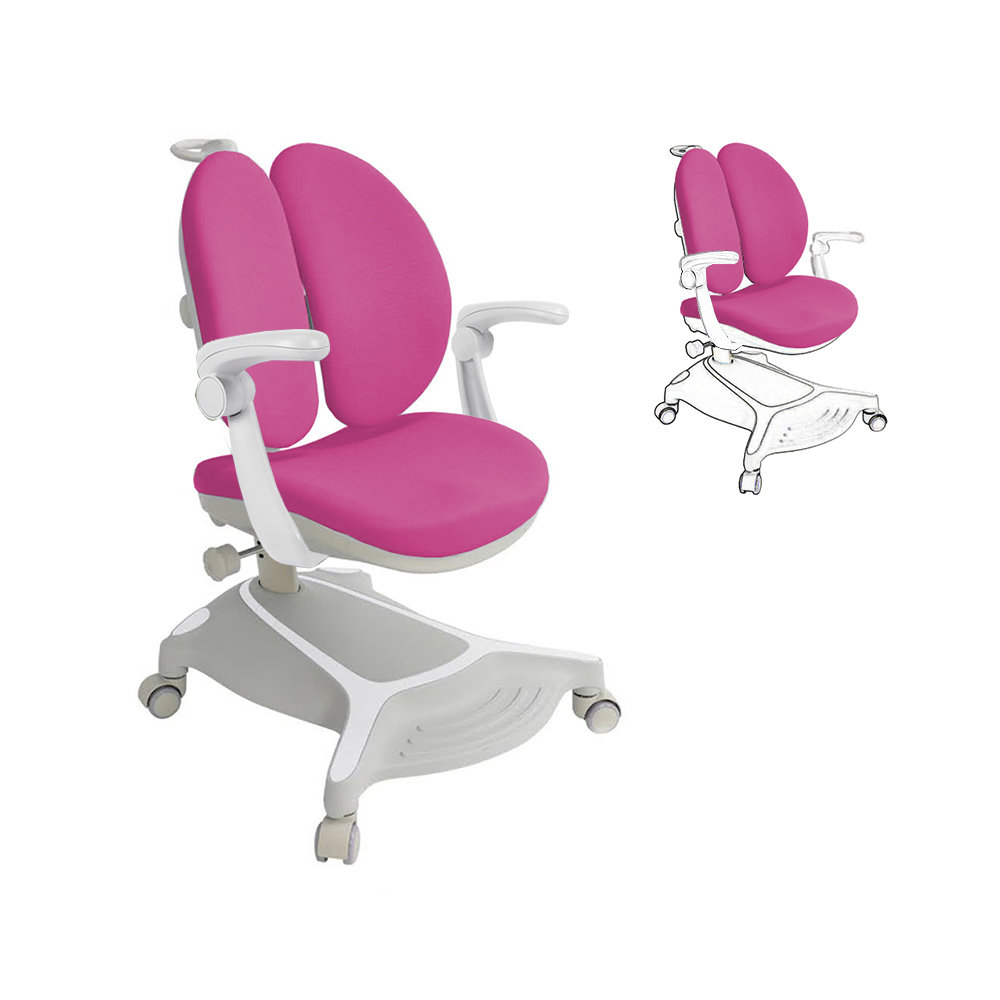 

Растущее детское кресло с подлокотниками Cubby Bunias Grey с розовым чехлом