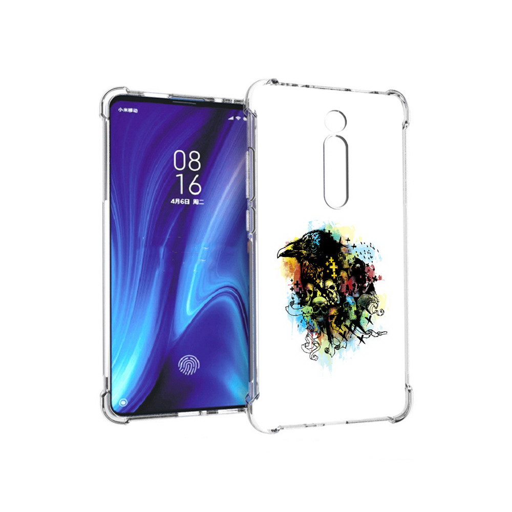 

Чехол MyPads Tocco для Xiaomi Redmi K20 ворон и черепа (PT130504.291.273), Прозрачный, Tocco