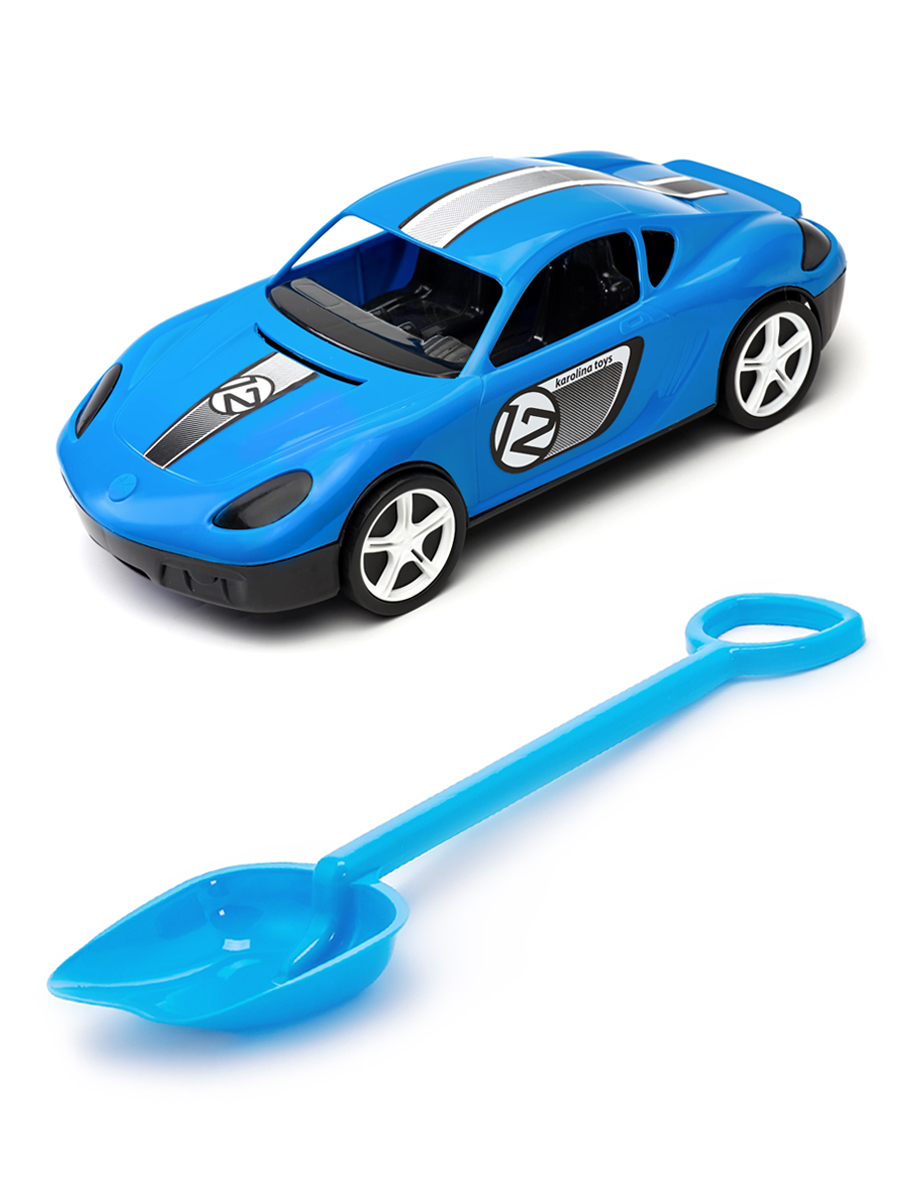 Песочный набор Karolina Toys Детский автомобиль Молния синийЛопатка 50 см. голубой детский автомобиль toyland bentley bentayga бронзовый