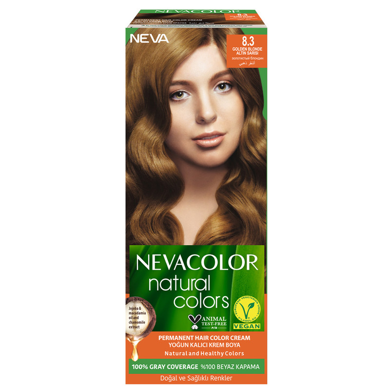 Крем-краска для волос Neva Natural Colors Стойкая 8.3 Золотистый блонд стойкая крем краска для волос neva natural colors 7 3 карамельный русый 2 шт