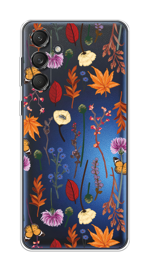 

Чехол на Samsung Galaxy M55 "Orange Purple flowers", Оранжевый;красный;розовый;желтый;прозрачный, 2109650-1