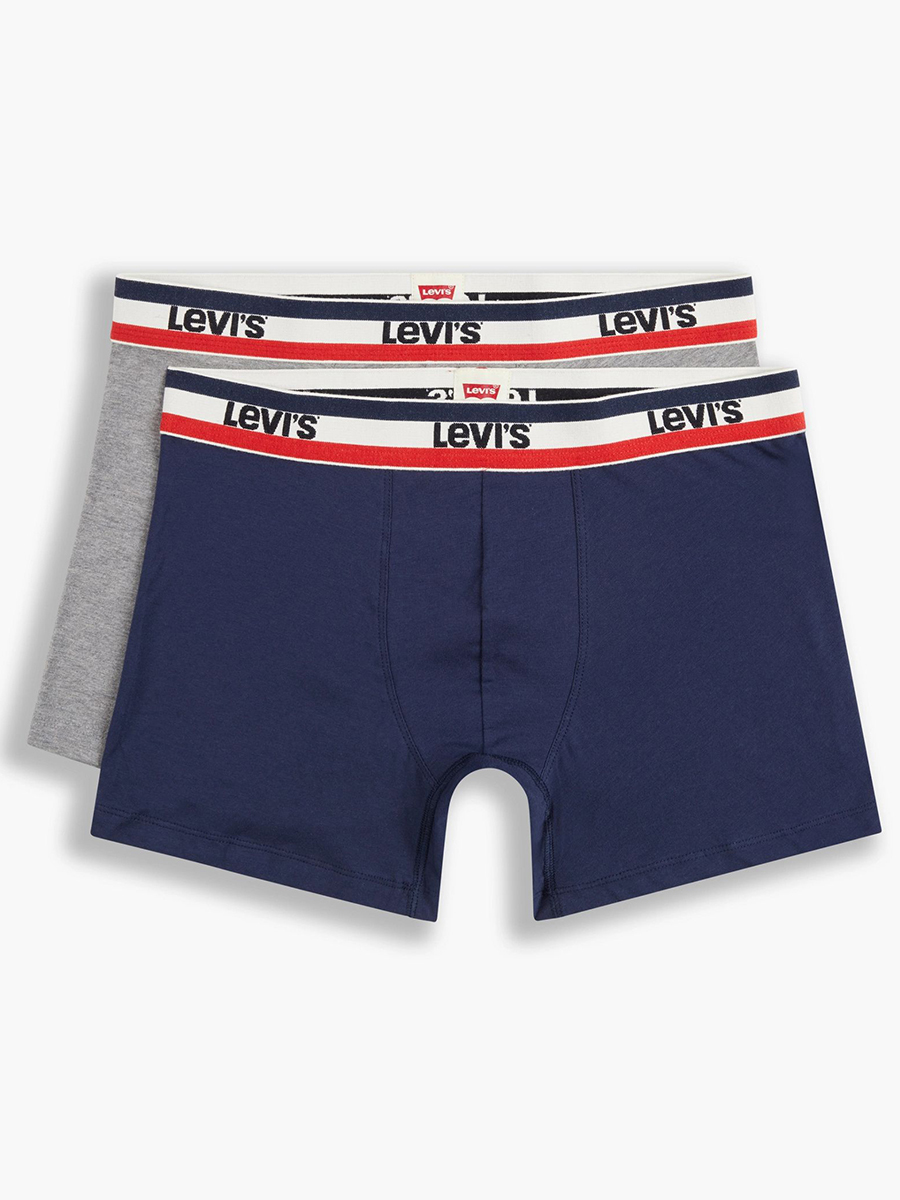 

Комплект трусов мужских Levi's Sprtswr Logo Boxer Brief 2P серых; синих S, Sprtswr Logo Boxer Brief 2P
