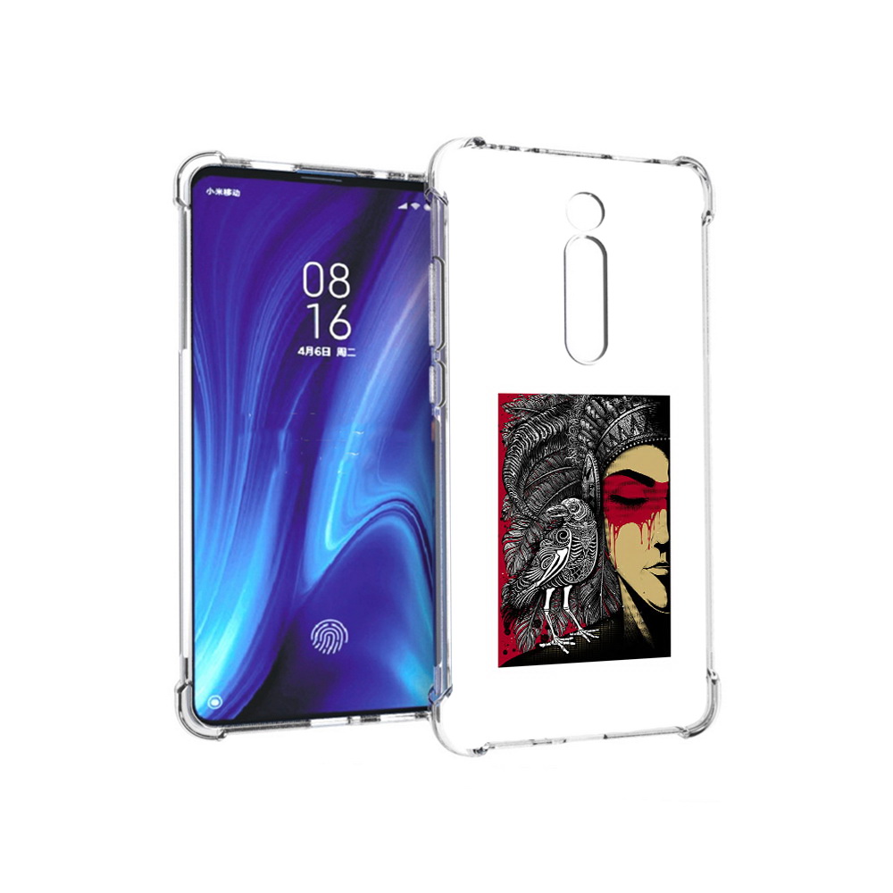 

Чехол MyPads Tocco для Xiaomi Redmi K20 девушка с вороном в абстракции (PT130504.291.311), Прозрачный, Tocco