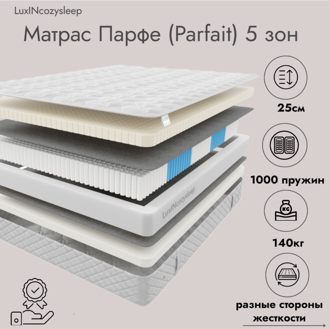 

Матрас LuxINcozysleep Перфект Парфе зоны 180х200, Белый, Парфе зоны