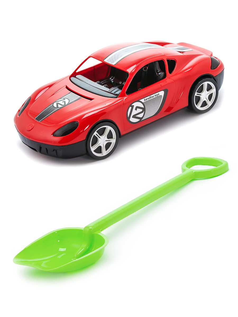фото Песочный набор karolina toys детский автомобиль молния красныйлопатка 50 см. салатовый