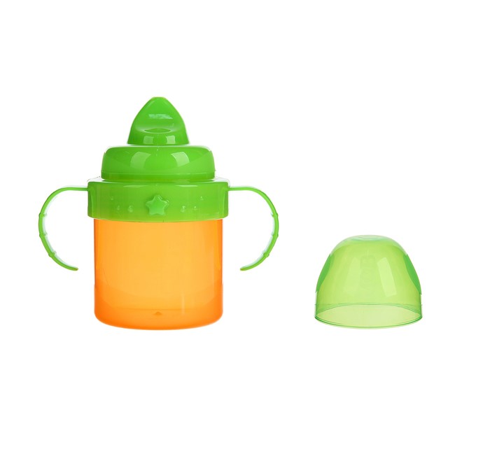 Поильник детский с твёрдым носиком, с ручками, 150 мл, цвет оранжевый/зеленый контейнер доляна 1 2 л оранжевый