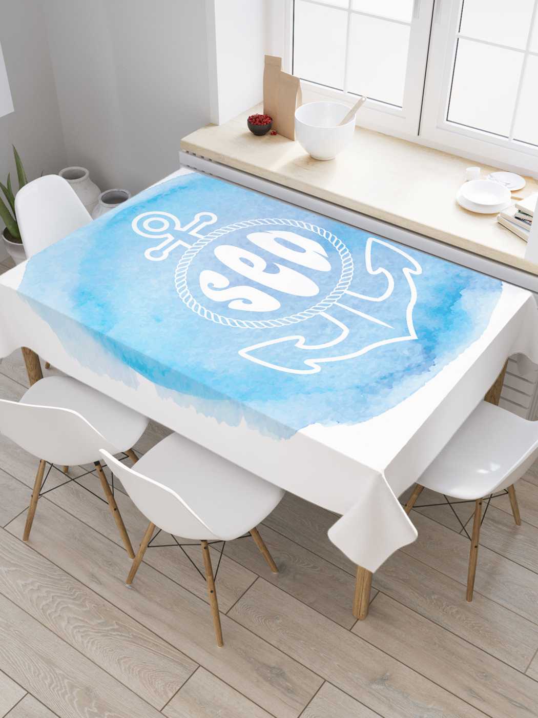 

Скатерть прямоугольная JoyArty "Якорь моря" из сатена, 120x145 см, Голубой, Якорь моря