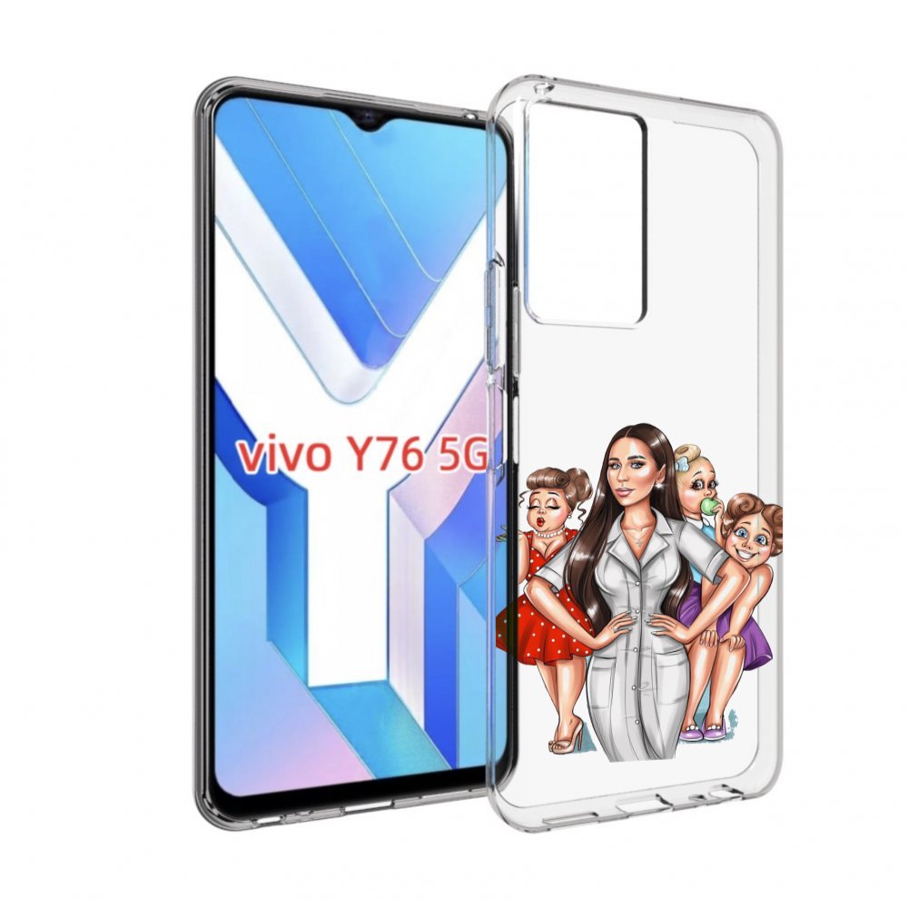 

Чехол MyPads Милые-дамы женский для Vivo Y76 5G, Прозрачный, Tocco