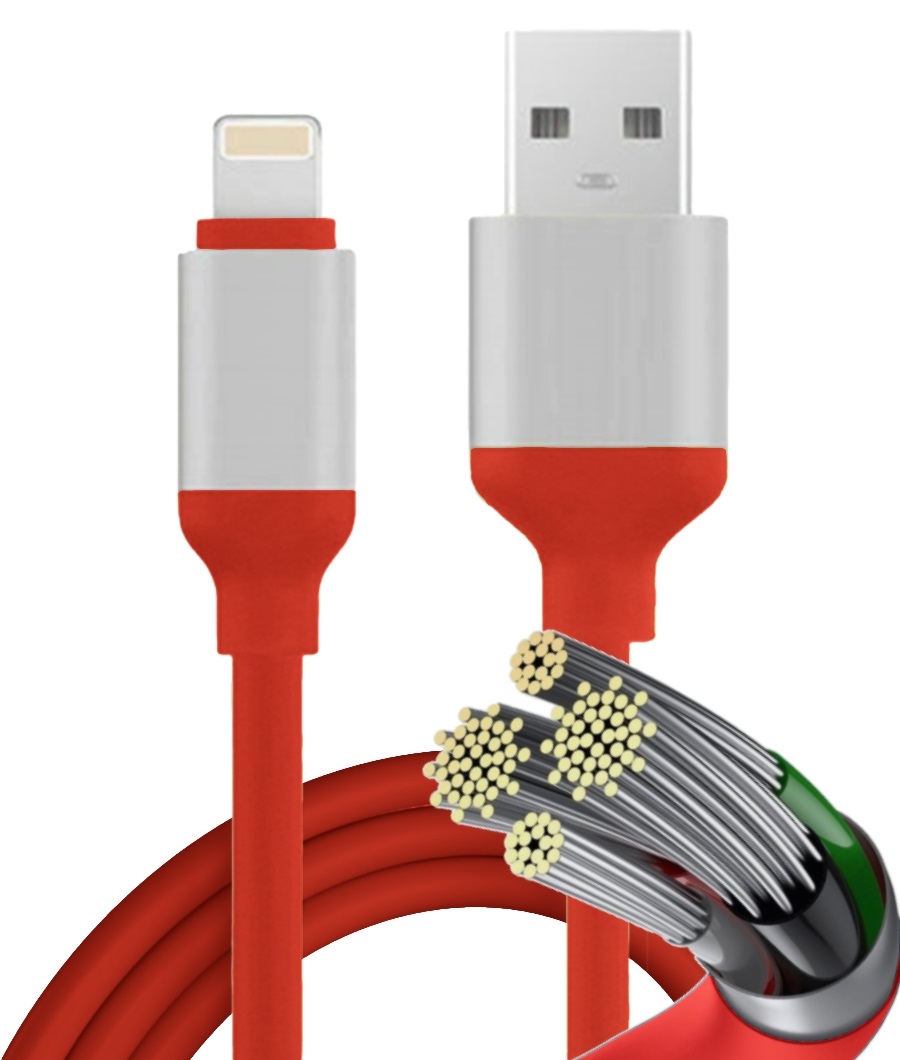 фото Кабель lightning - usb qvatra 100117/4wires/1/light 1 м красный