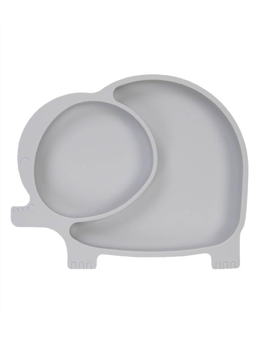 Детская силиконовая тарелка с секциями на присоске, серый miyoumi секционная тарелка на присоске ts0001